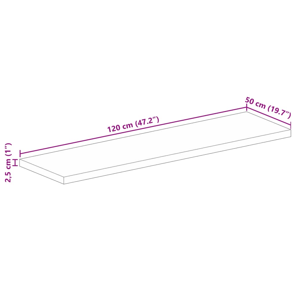 Tischplatte 120x50x2,5 cm Rechteckig Altholz Massiv