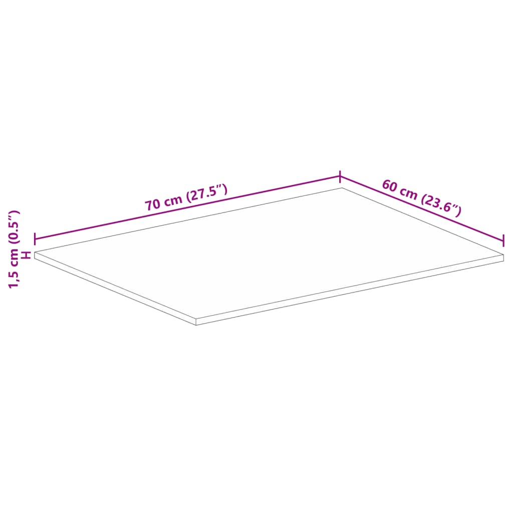 Tischplatte 70x60x1,5 cm Rechteckig Altholz Massiv