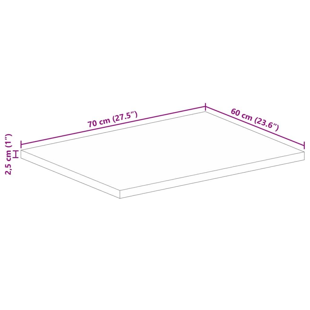 Tischplatte 70x60x2,5 cm Rechteckig Altholz Massiv