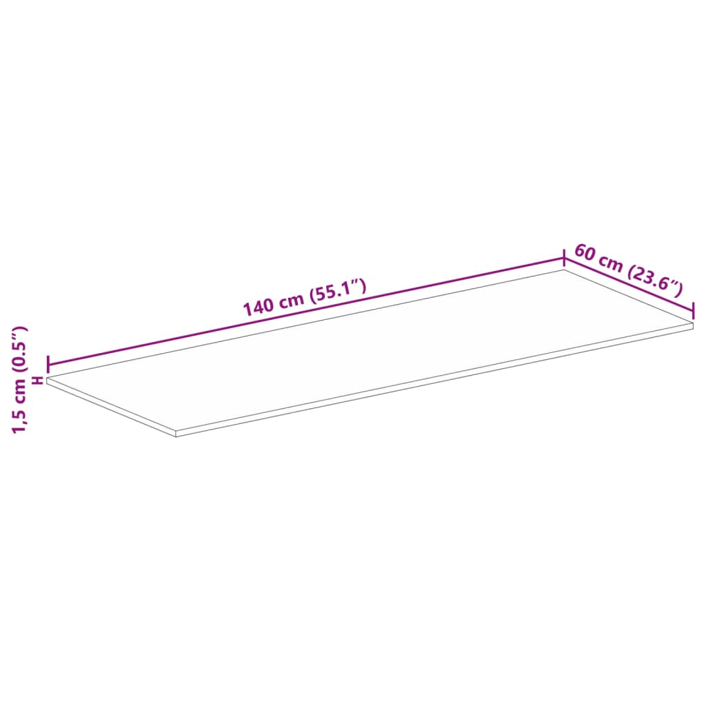 Tischplatte 140x60x1,5 cm Rechteckig Altholz Massiv