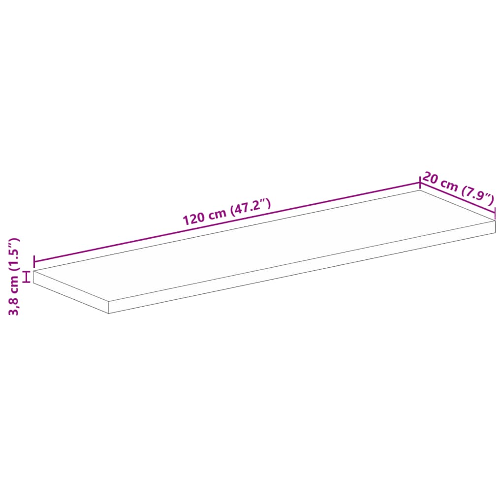 Tischplatte 120x20x3,8 cm Rechteckig Altholz Massiv