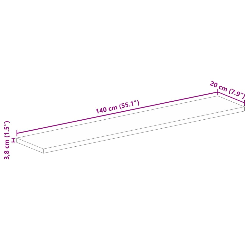 Tischplatte 140x20x3,8 cm Rechteckig Altholz Massiv