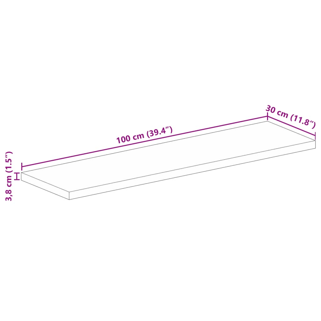 Tischplatte 100x30x3,8 cm Rechteckig Altholz Massiv