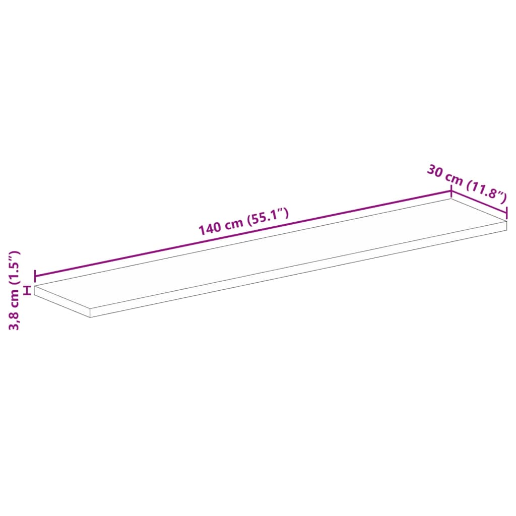 Tischplatte 140x30x3,8 cm Rechteckig Altholz Massiv