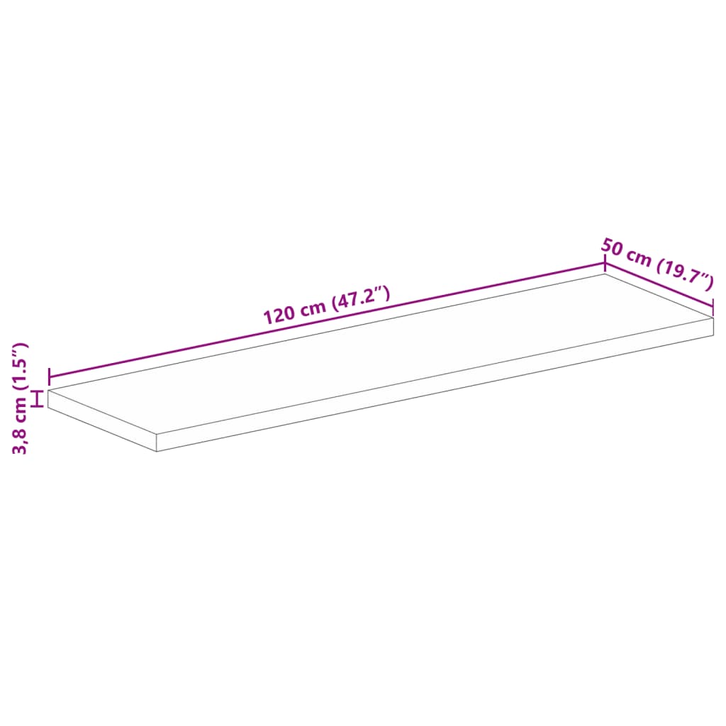 Tischplatte 120x50x3,8 cm Rechteckig Altholz Massiv