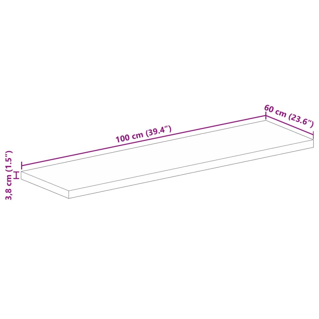 Tischplatte 100x60x3,8 cm Rechteckig Altholz Massiv