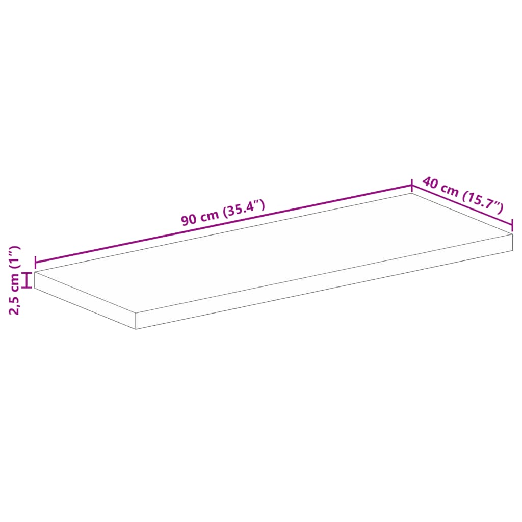 Tischplatte 90x40x2,5 cm Rechteckig Altholz Massiv