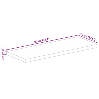 Tischplatte 90x70x2,5 cm Rechteckig Altholz Massiv