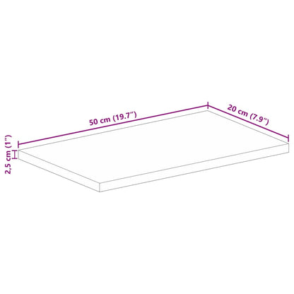 Tischplatte 50x20x2,5 cm Rechteckig Raues Massivholz Mango