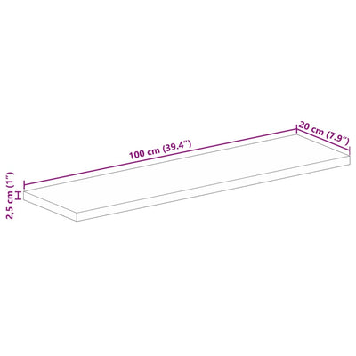 Tischplatte 100x20x2,5 cm Rechteckig Raues Massivholz Mango