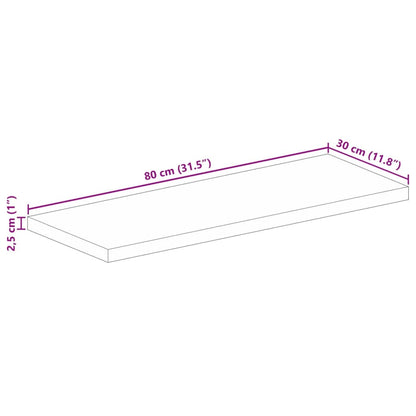 Tischplatte 80x30x2,5 cm Rechteckig Raues Massivholz Mango