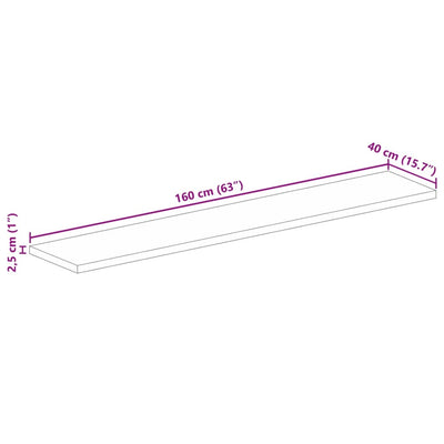 Tischplatte 160x40x2,5 cm Rechteckig Raues Massivholz Mango