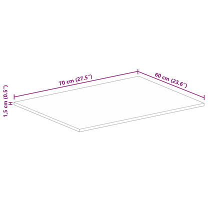 Tischplatte 70x60x1,5 cm Rechteckig Raues Massivholz Mango