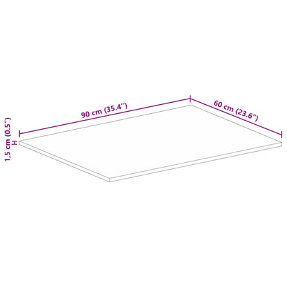 Tischplatte 90x60x1,5 cm Rechteckig Raues Massivholz Mango