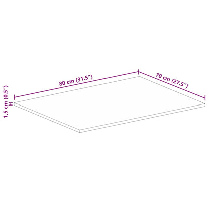 Tischplatte 80x70x1,5 cm Rechteckig Raues Massivholz Mango