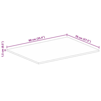 Tischplatte 90x70x1,5 cm Rechteckig Raues Massivholz Mango