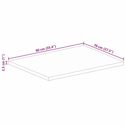 Tischplatte 90x70x2,5 cm Rechteckig Raues Massivholz Mango