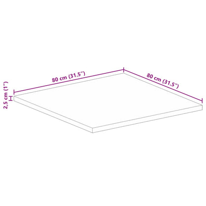 Tischplatte 80x80x2,5 cm Quadratisch Raues Massivholz Mango