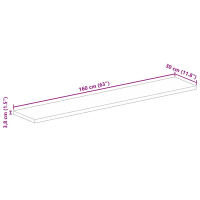 Tischplatte 160x30x3,8 cm Rechteckig Raues Massivholz Mango