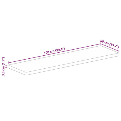 Tischplatte 100x50x3,8 cm Rechteckig Raues Massivholz Mango