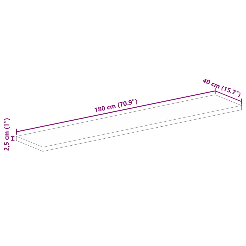 Tischplatte 180x40x2,5 cm Rechteckig Massivholz Mango