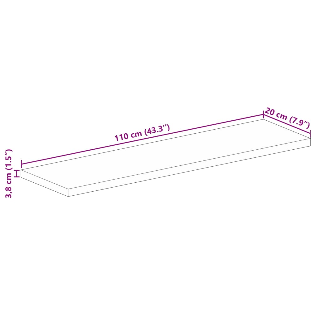 Tischplatte 110x20x3,8 cm Rechteckig Massivholz Mango