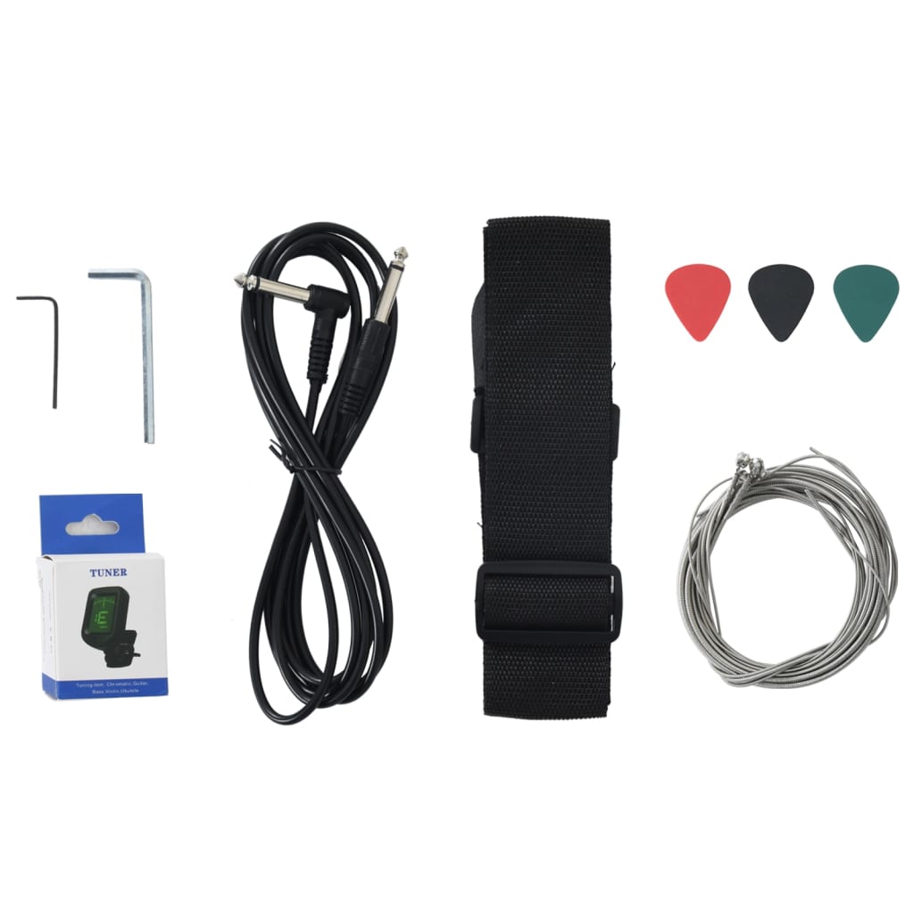 Basso elettrico per principianti con custodia, nero, 4/4, 46"