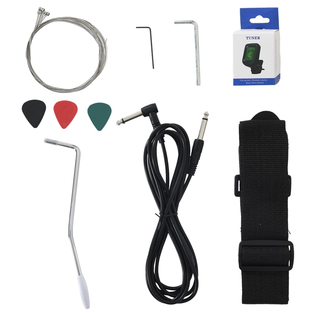 Chitarra elettrica per principianti con borsa, marrone e nera, misura 4/4, 39"