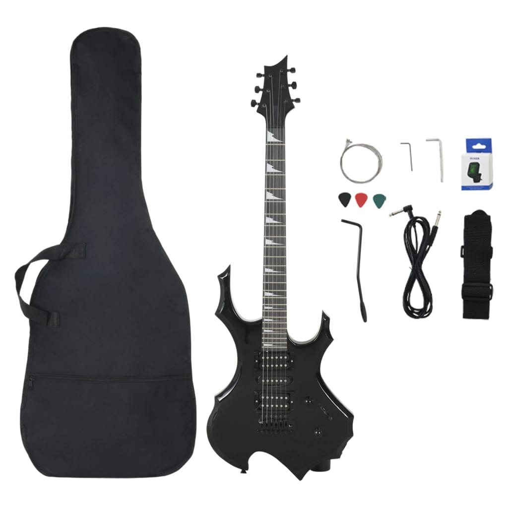 Chitarra elettrica per principianti con borsa, nera, misura 4/4, 39"