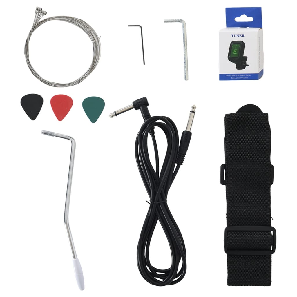 Chitarra elettrica per principianti con borsa, marrone e bianca, misura 4/4, 39"