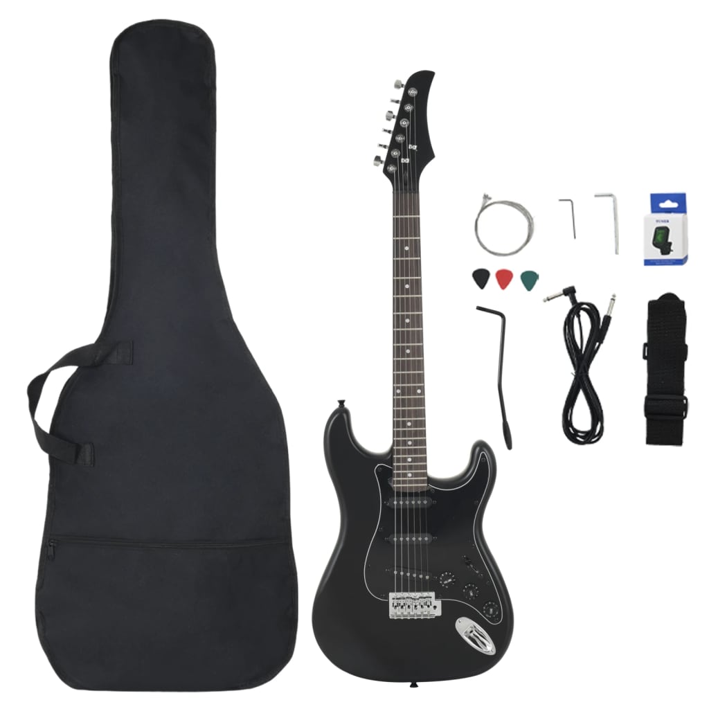 Chitarra elettrica per principianti con borsa, nera, misura 4/4, 39"