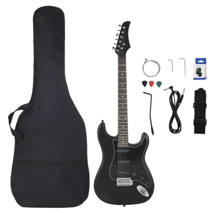 Chitarra elettrica per principianti con borsa, nera, misura 4/4, 39"