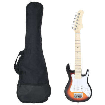 Chitarra elettrica per bambini con borsa, marrone e bianca, misura 3/4, 30"