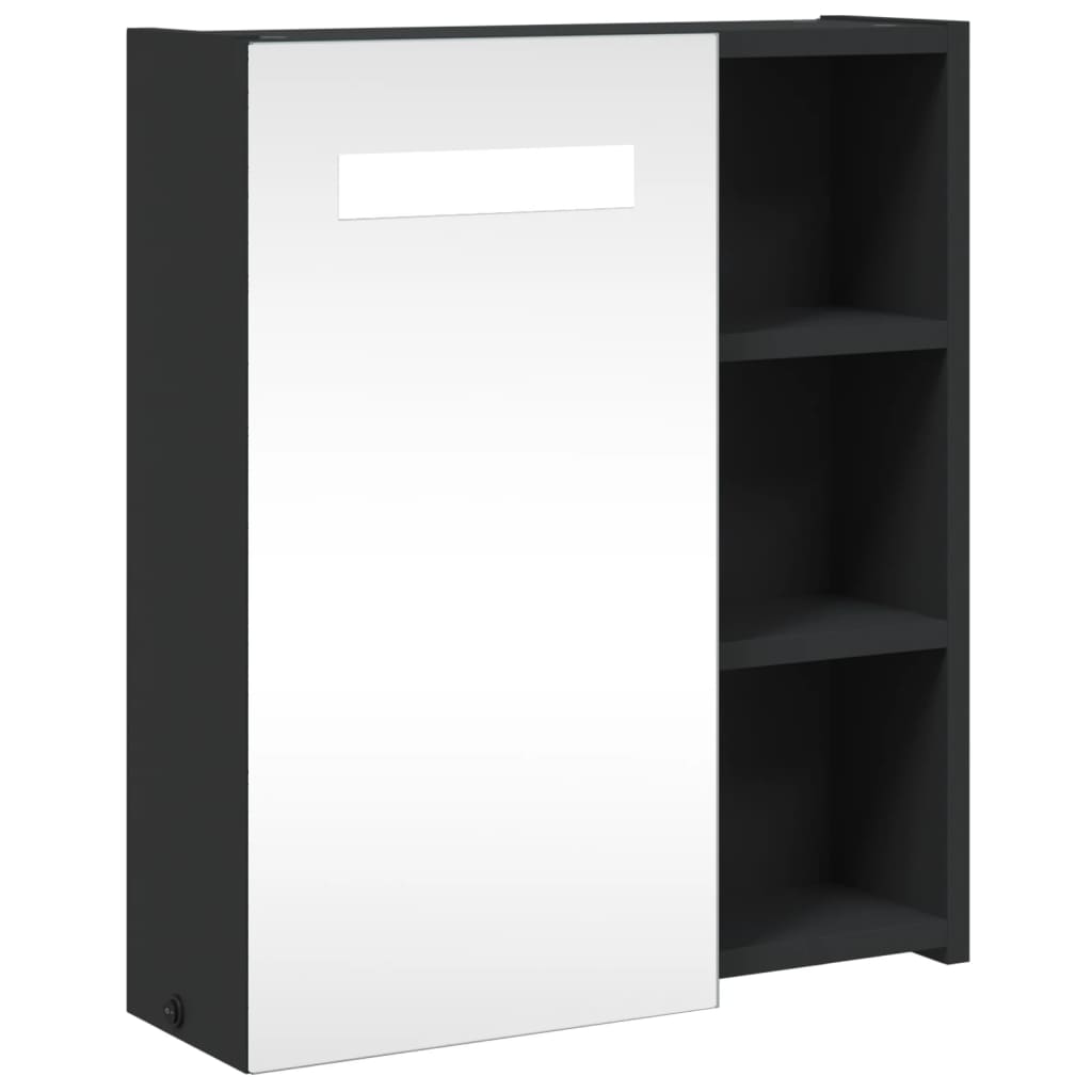 Spiegelschrank mit LED-Beleuchtung Schwarz 45x13x52 cm