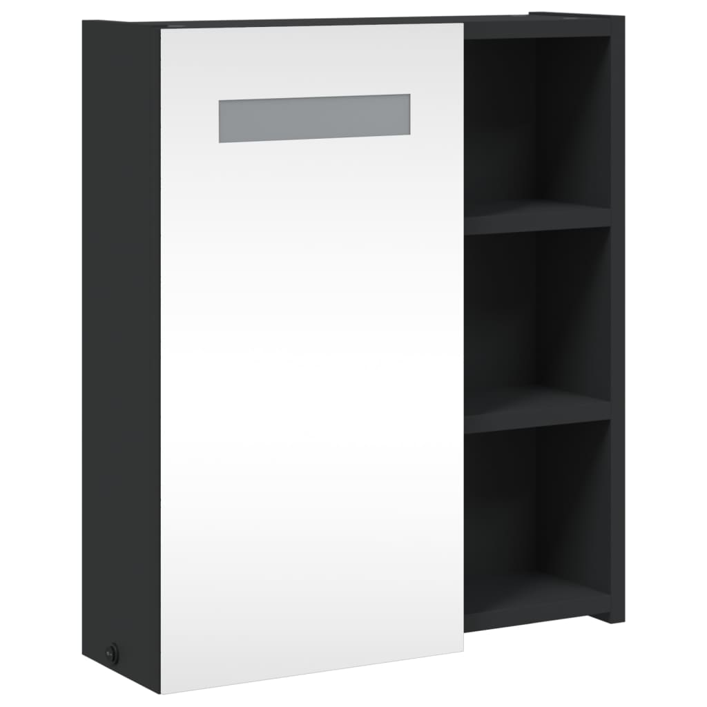 Spiegelschrank mit LED-Beleuchtung Schwarz 45x13x52 cm