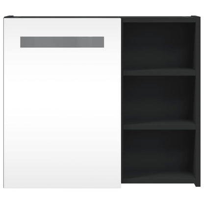 Spiegelschrank mit LED-Beleuchtung Schwarz 60x13x52 cm