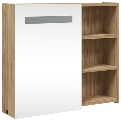 Spiegelschrank mit LED-Beleuchtung Eichenoptik 60x13x52 cm