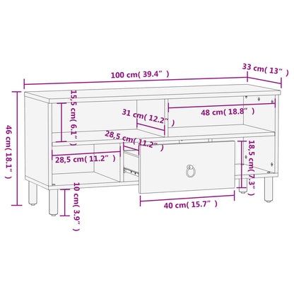 TV-Schrank 100x33x46 cm Massivholz Mango