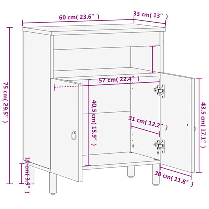 Beistellschrank 60x33x75 cm Massivholz Mango