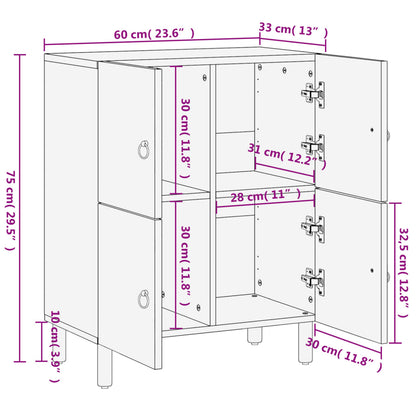 Beistellschrank 60x33x75 cm Massivholz Mango