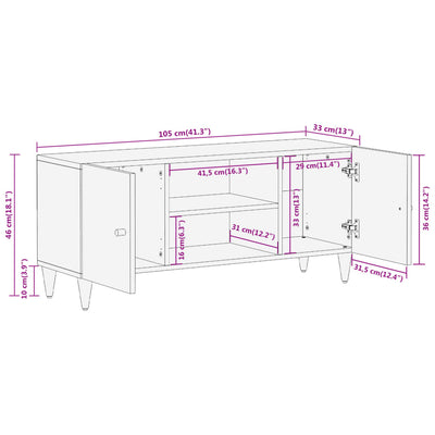 TV-Schrank 105x33x46 cm Massivholz Mango