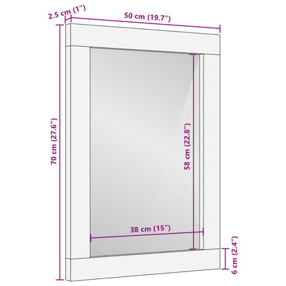 Badspiegel 50x70x2,5 cm Massivholz Mango und Glas