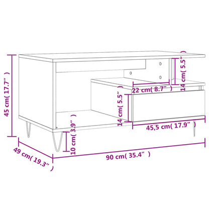 Couchtisch Weiß 90x49x45 cm Holzwerkstoff