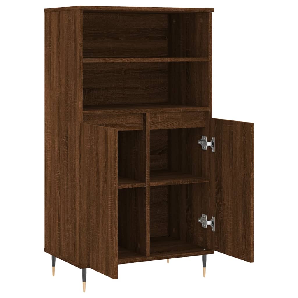 Highboard Braun Eichen-Optik 60x36x110 cm Holzwerkstoff