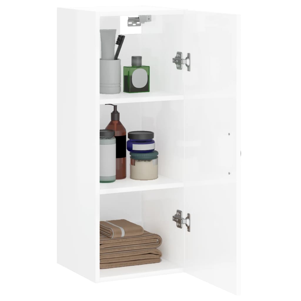 Wandschrank Hochglanz-Weiß 34,5x34x90 cm Holzwerkstoff