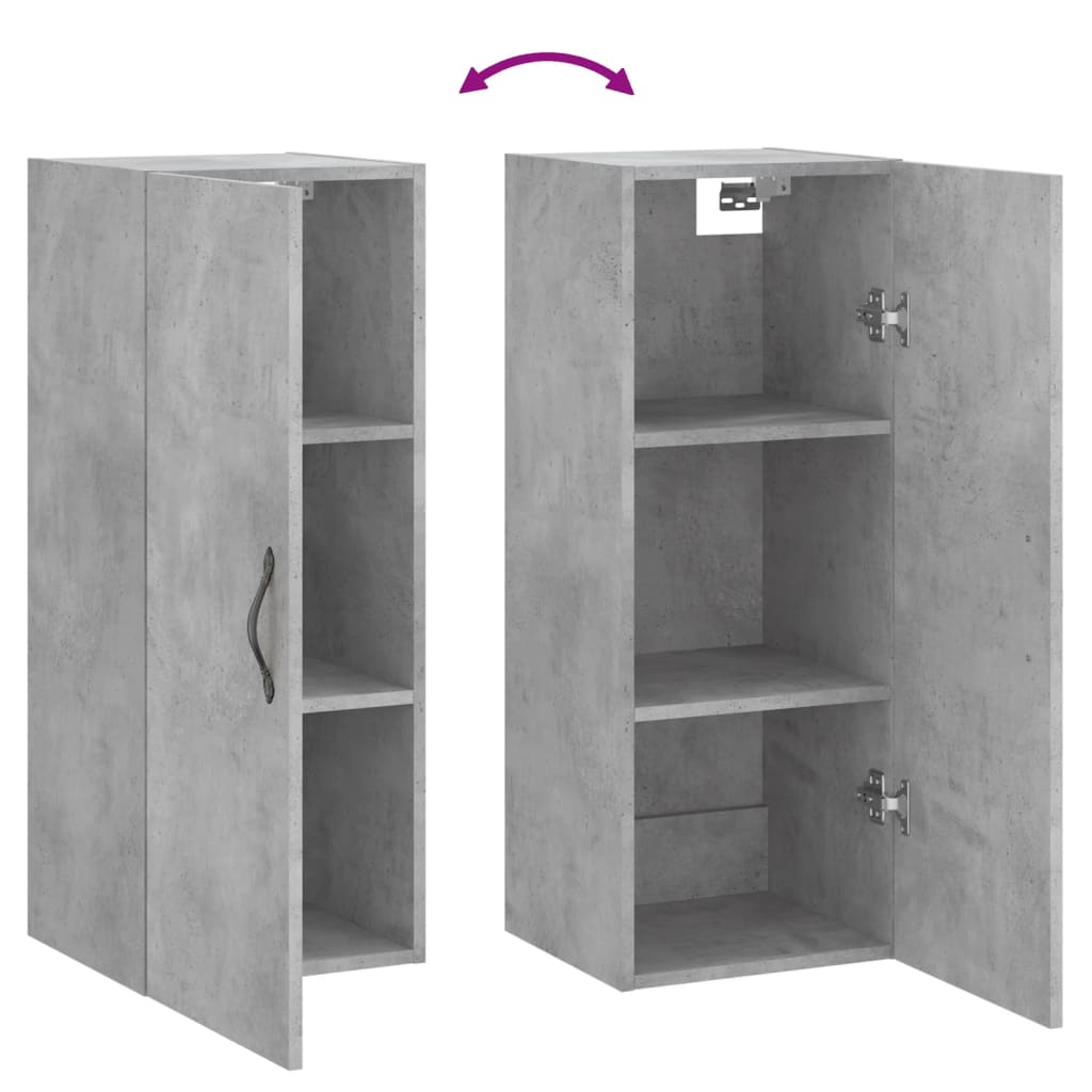 Wandschrank Betongrau 34,5x34x90 cm Holzwerkstoff