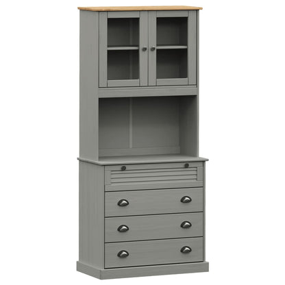 Highboard VIGO Grau 80x40x176 cm Massivholz Kiefer