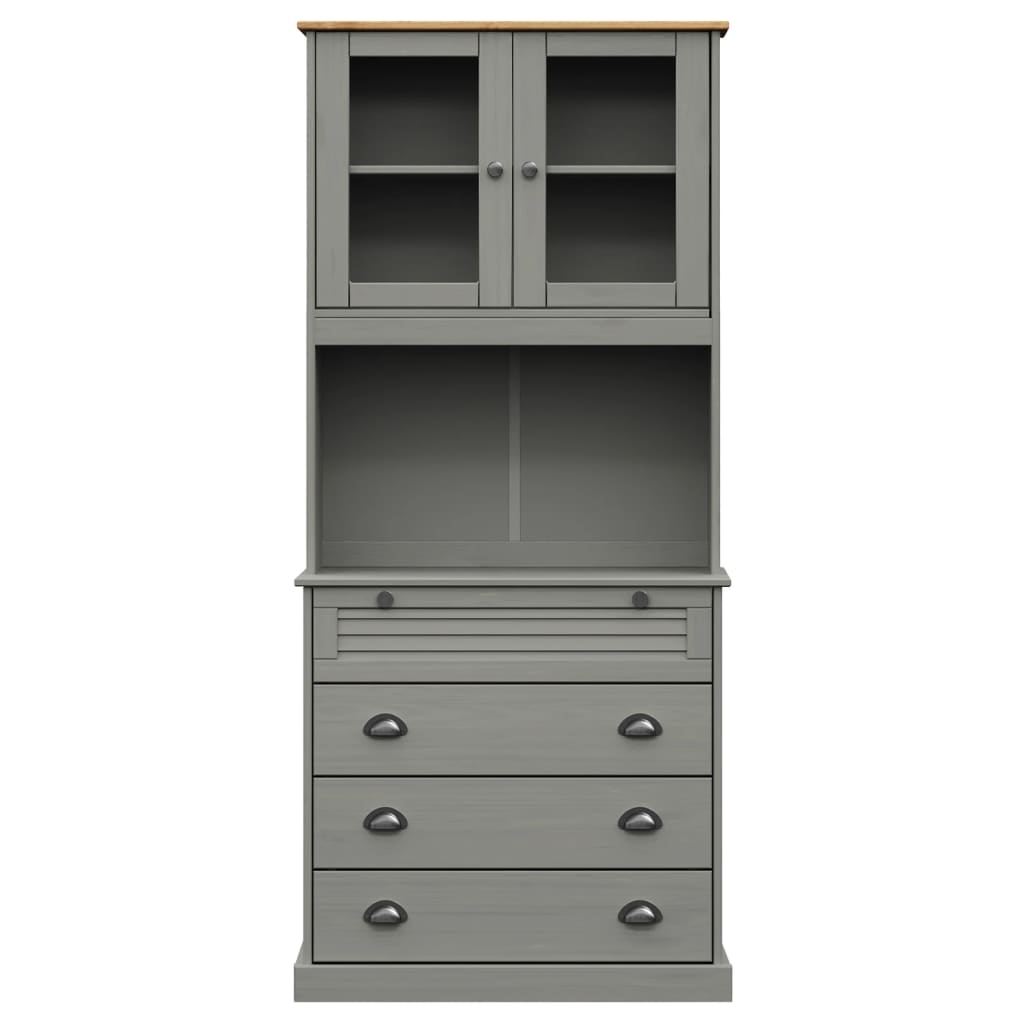 Highboard VIGO Grau 80x40x176 cm Massivholz Kiefer