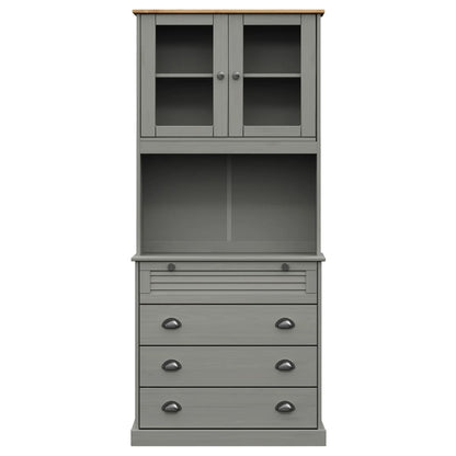 Highboard VIGO Grau 80x40x176 cm Massivholz Kiefer