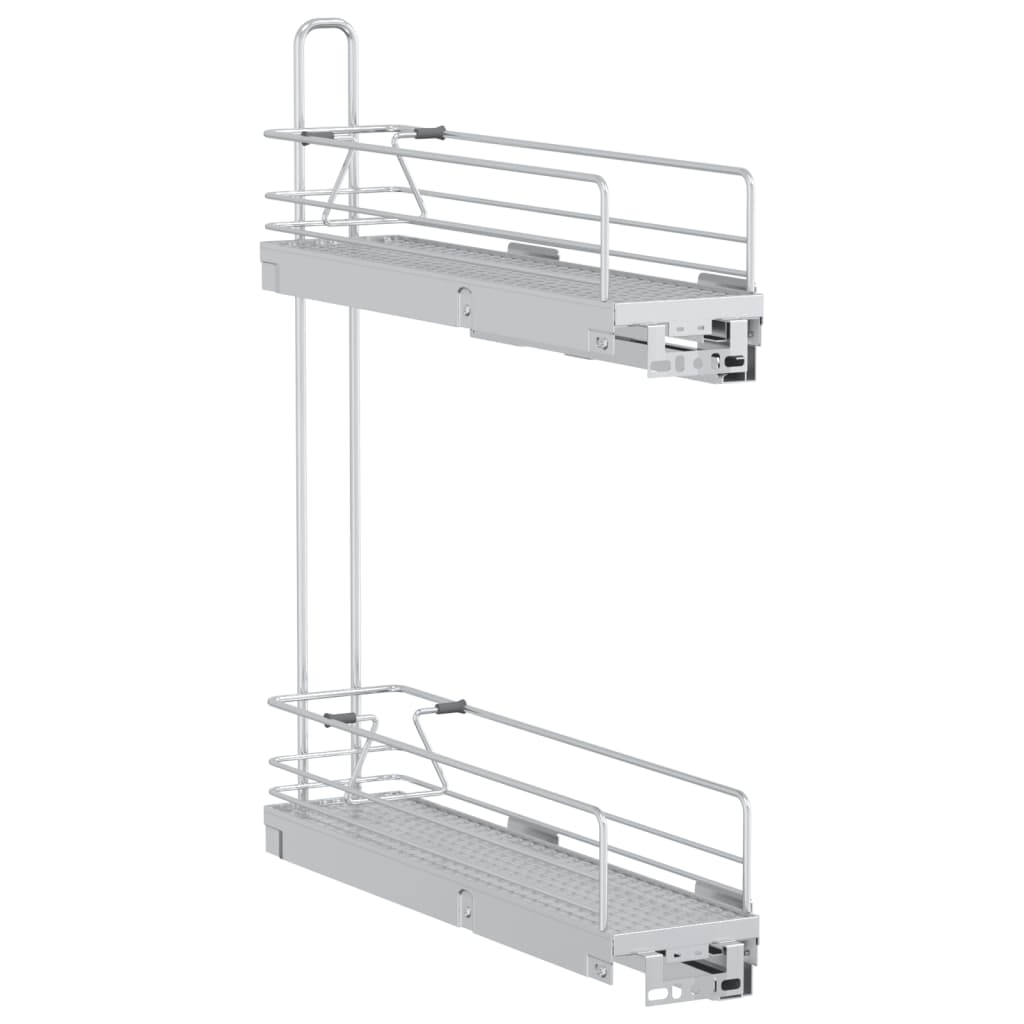 Küchen-Drahtkorb 2-stufig Ausziehbar Silbern 47x12x56 cm